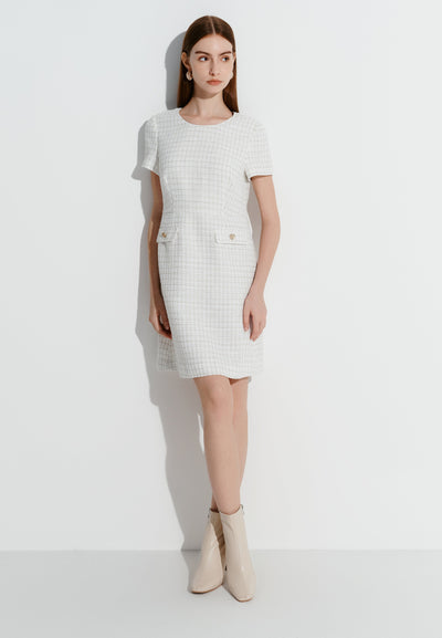 Women Clothing A Shape Tweed Dress A-Shape