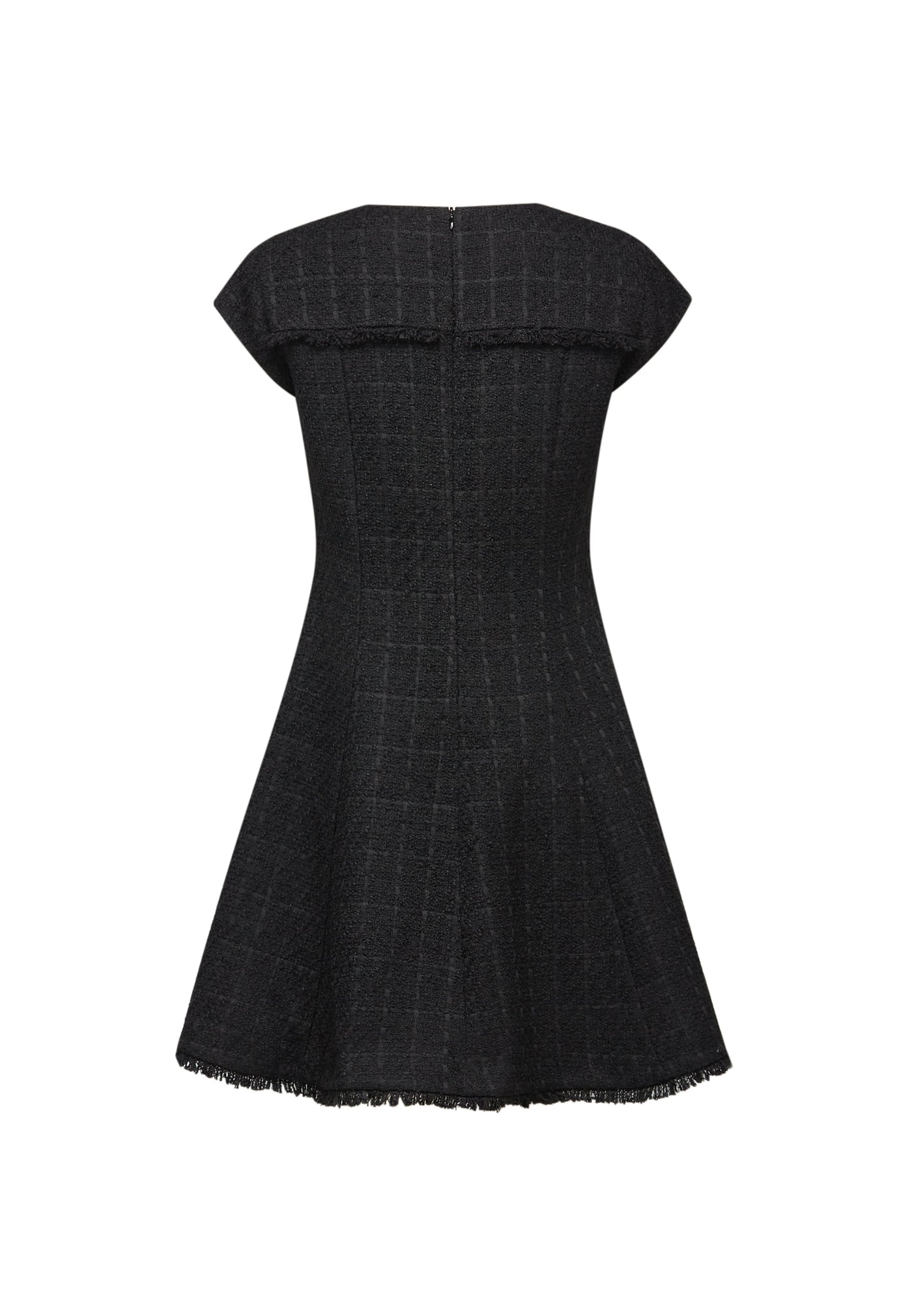 Women Clothing Fringe Trim Fit & Flare Tweed Dress Fit & Flare Shape