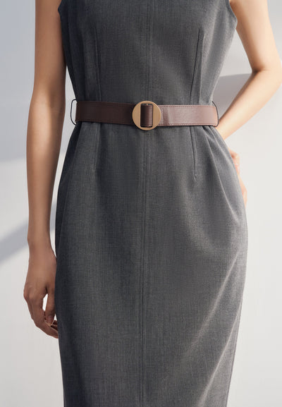 Women Clothing Fitted Dress With Belt Fitted Shape