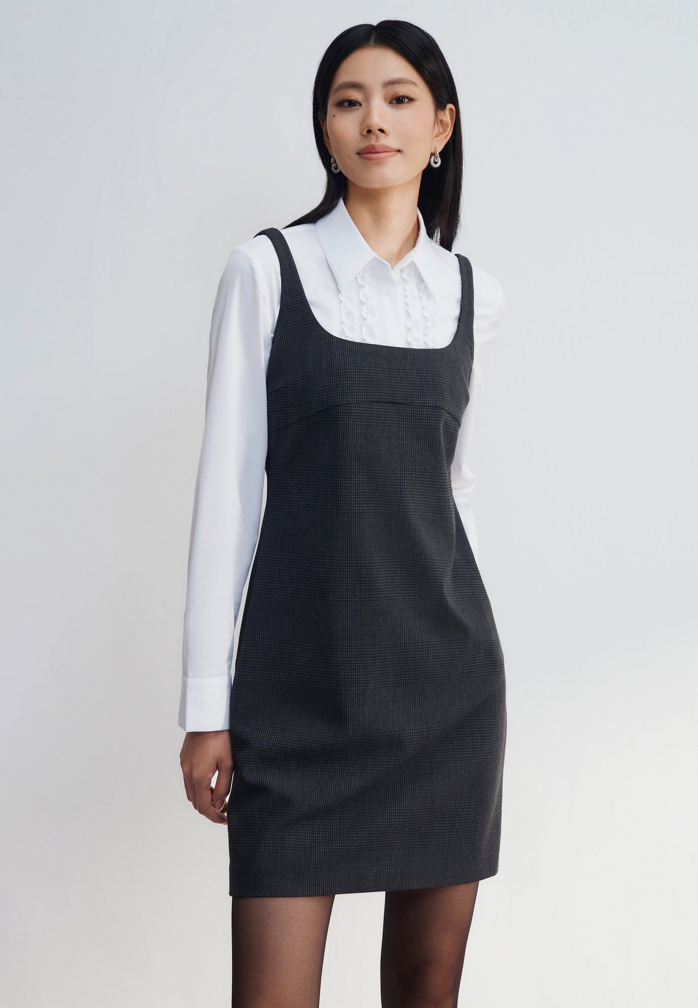 Women Clothing Fitted Pinafore Dress Fitted Shape