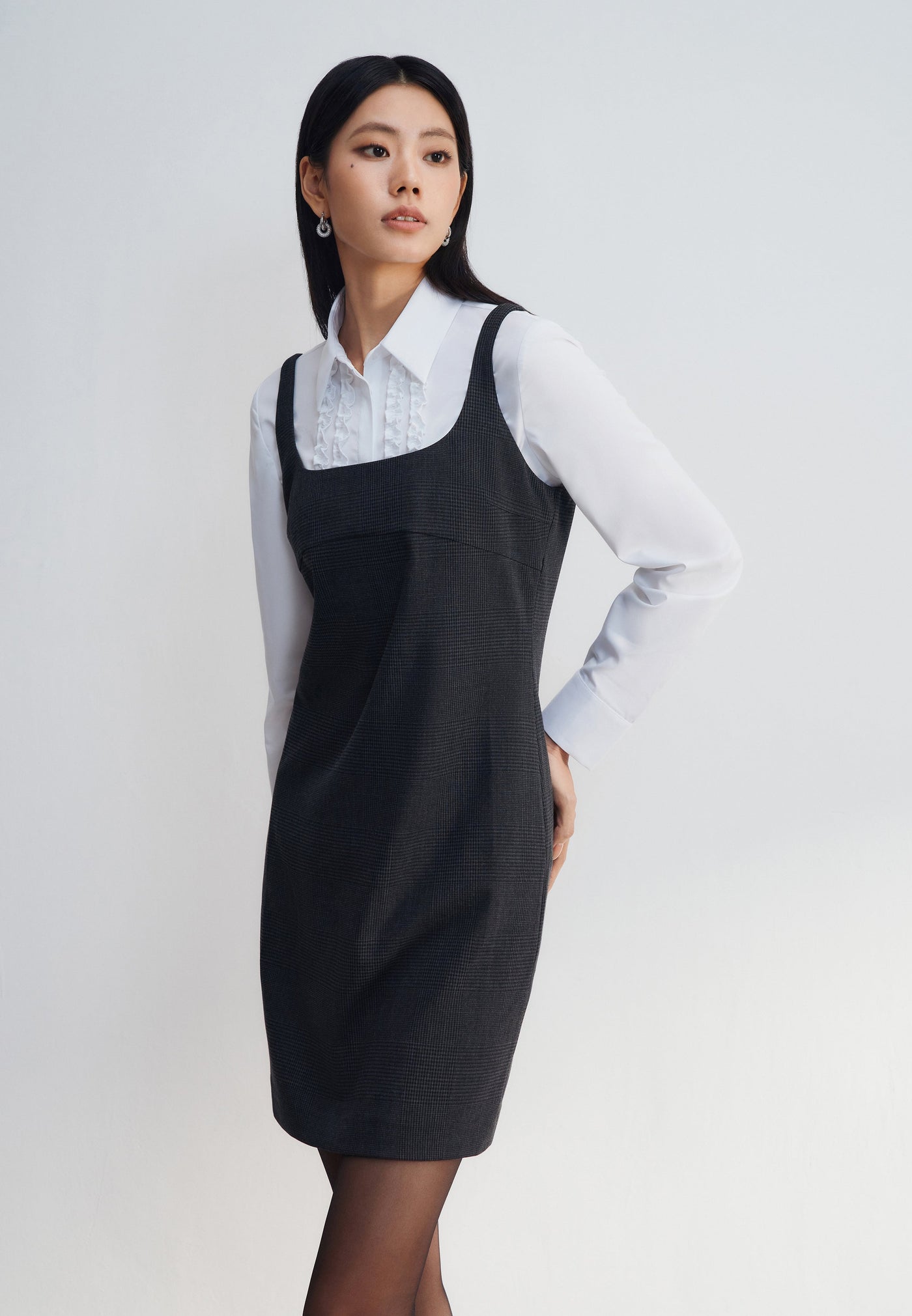 Women Clothing Fitted Pinafore Dress Fitted Shape