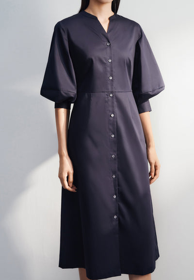 Women Clothing Puff Sleeve Shirt Dress Fit & Flare Shape