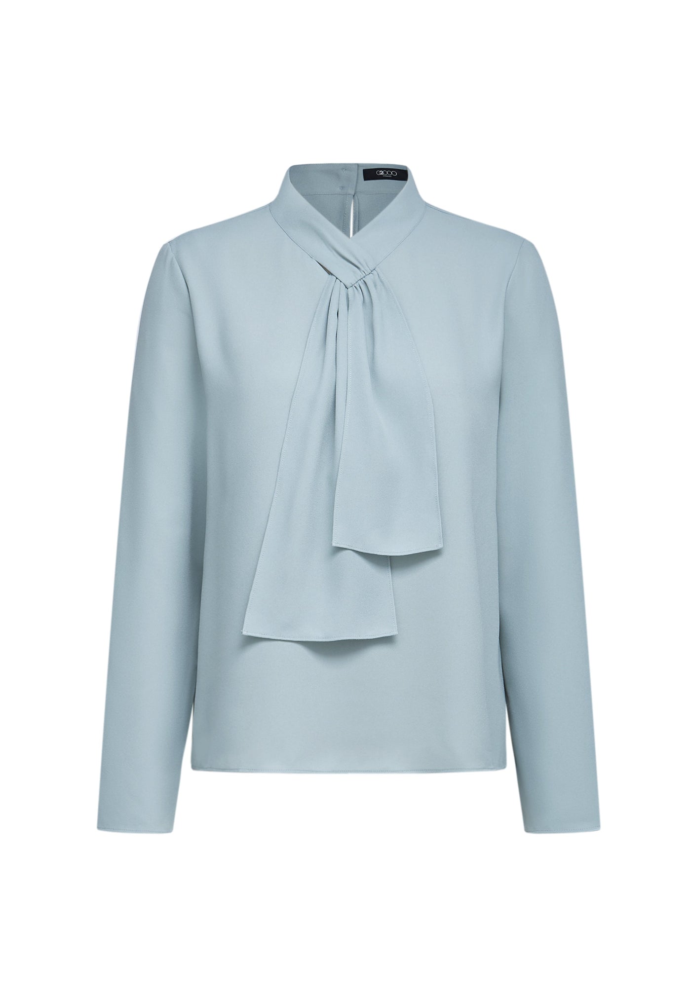 Women Clothing Crepe Tie Neck Blouse With Brooch Long Sleeve Regular Fit