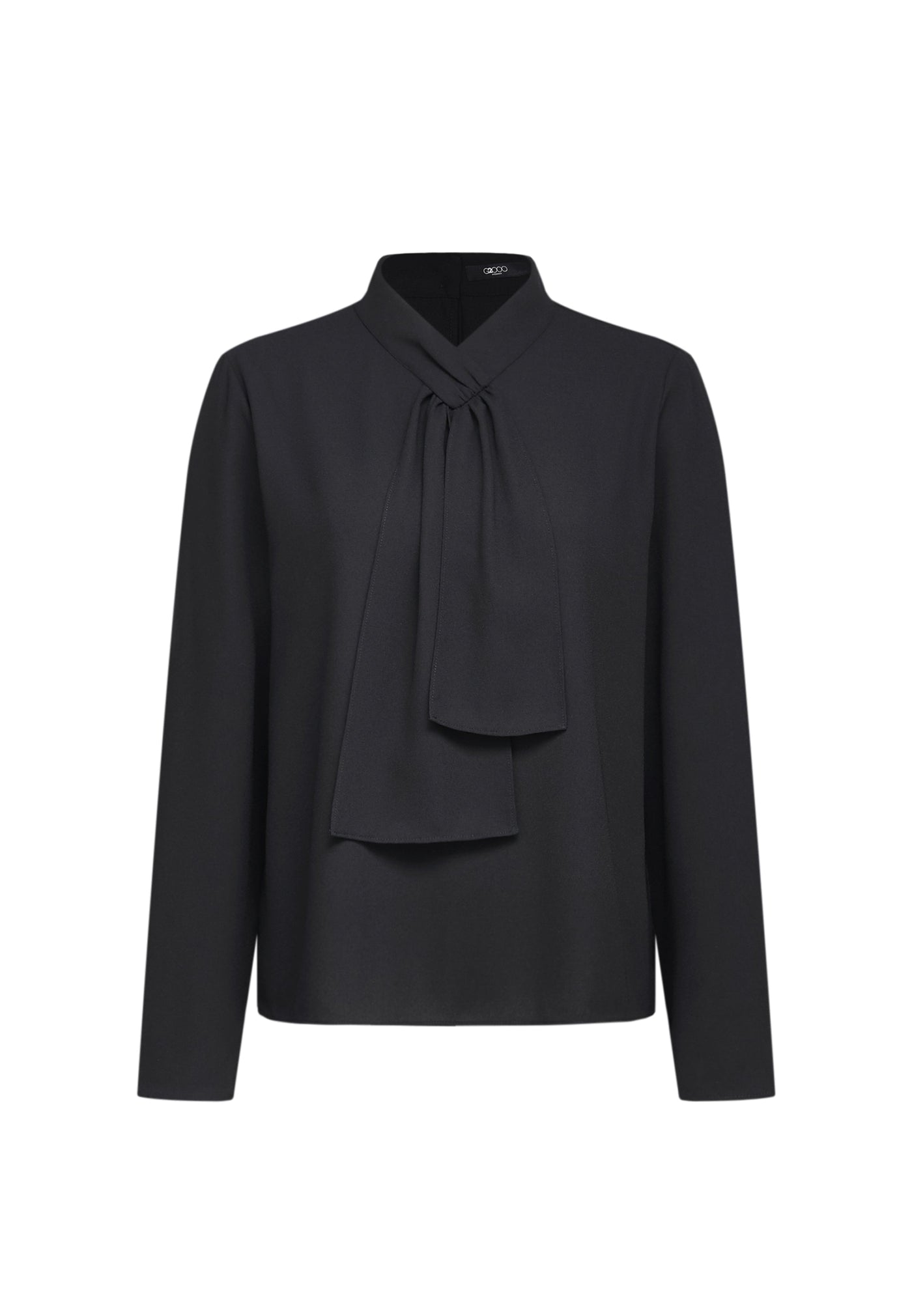 Women Clothing Crepe Tie Neck Blouse With Brooch Long Sleeve Regular Fit