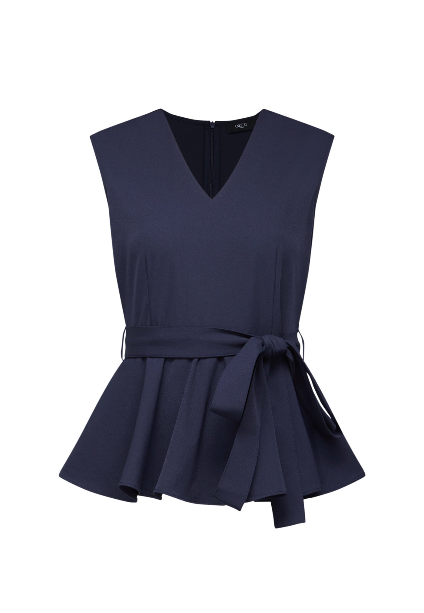 Women Clothing V-Neck Top With Peplum Hem Sleeveless Blouse Regular Fit