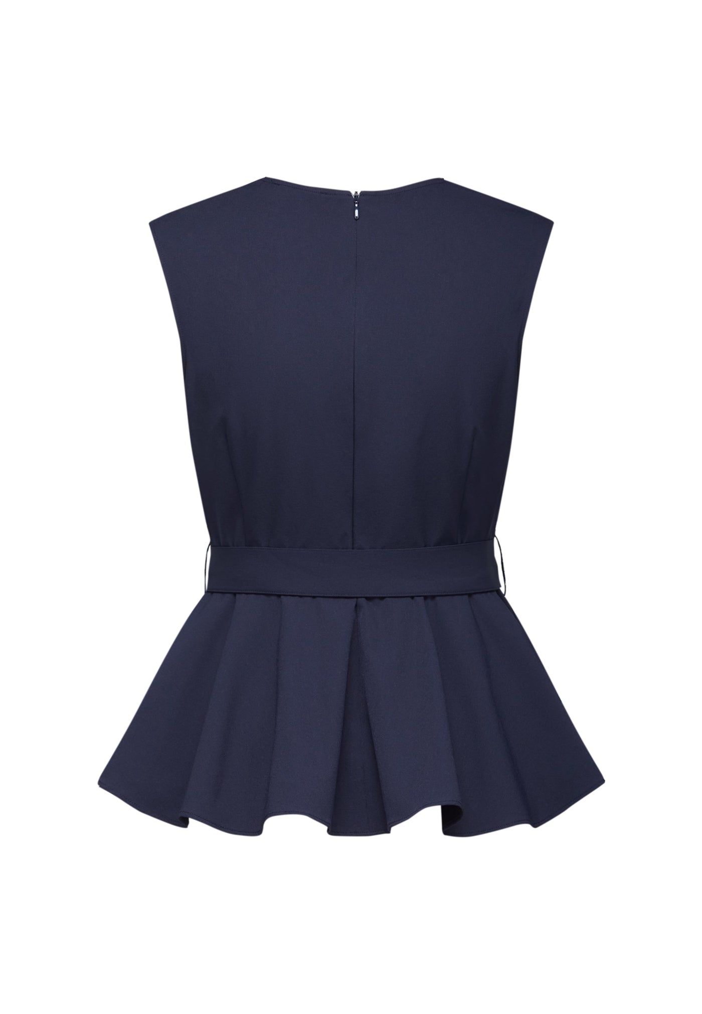 Women Clothing V-Neck Top With Peplum Hem Sleeveless Blouse Regular Fit