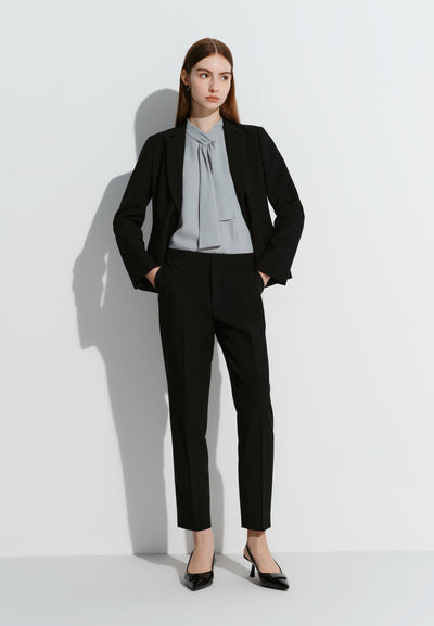 Women Clothing Poly Plain Weave Slim Fit Suit Pants Ankle Cigarette Shape