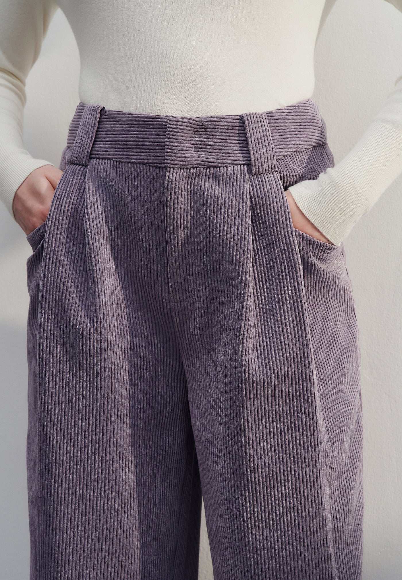 Women Clothing Corduroy Relaxed Casual Pants Straight Leg