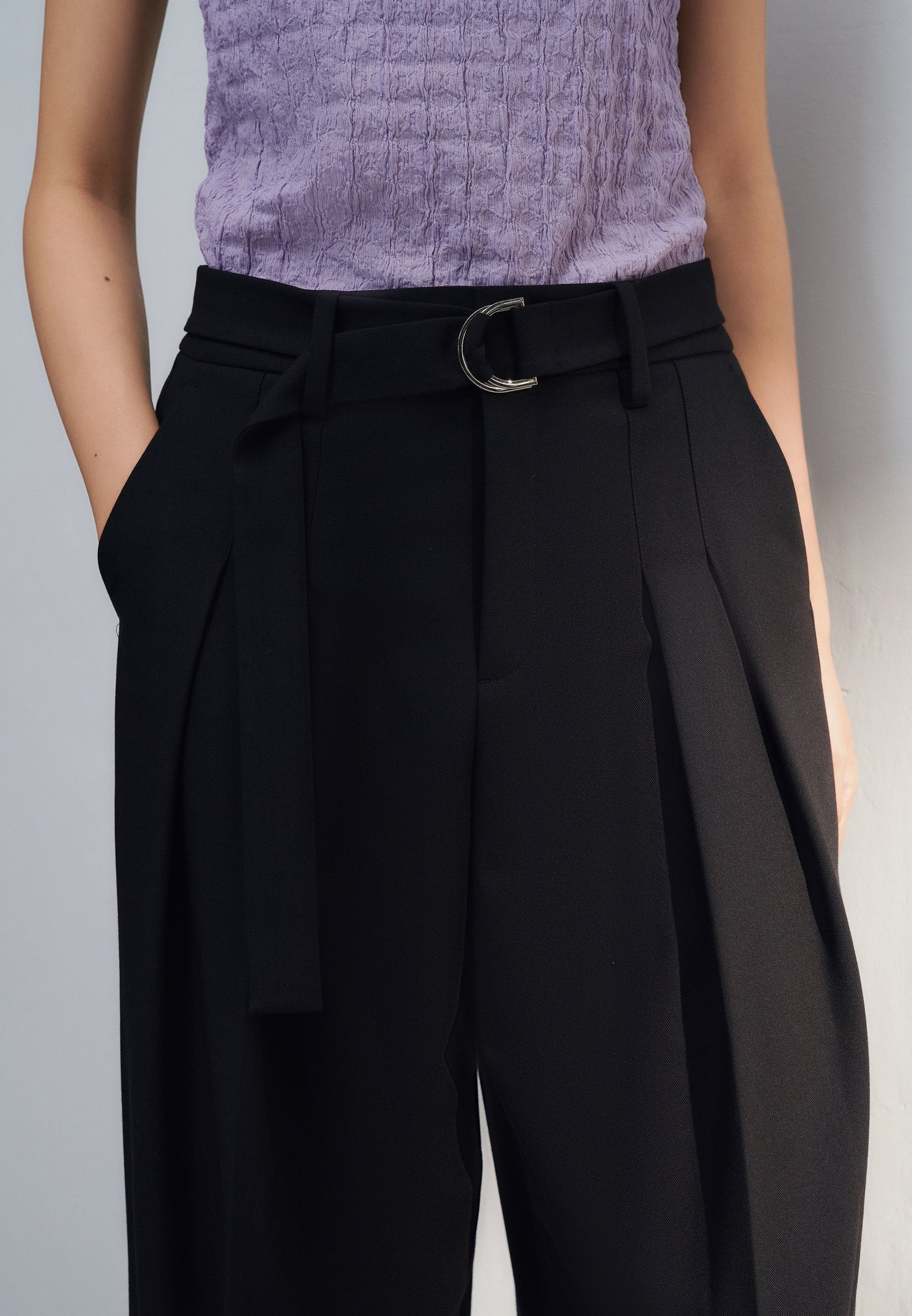 Women Clothing Wide Leg Casual Pants With Belt Wide leg