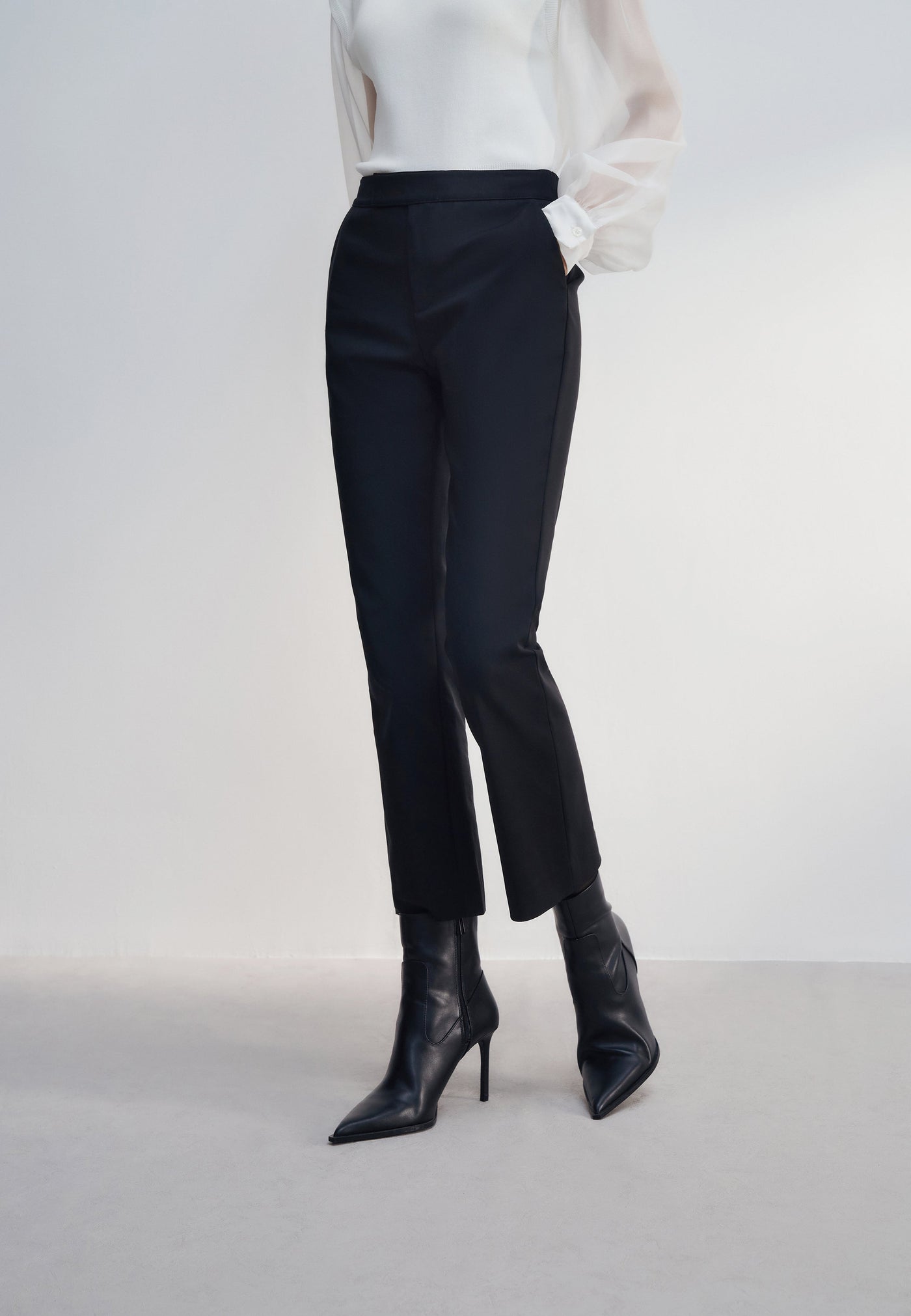 Women Clothing Cotton Blend Cropped Slim Boot Casual Pants Slim Boot