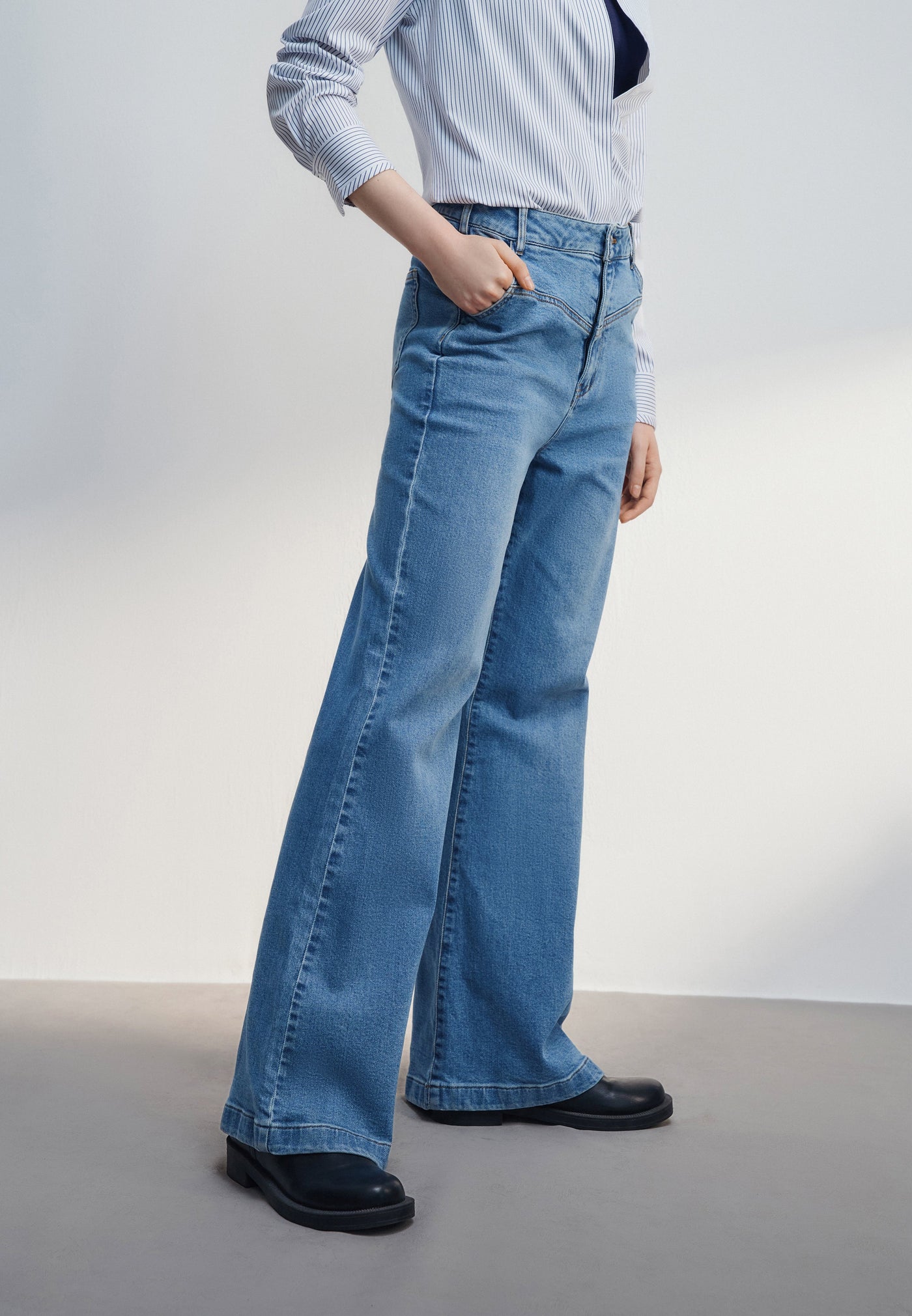 Women Clothing Cotton Spandex Denim Wide Leg Jeans Wide leg