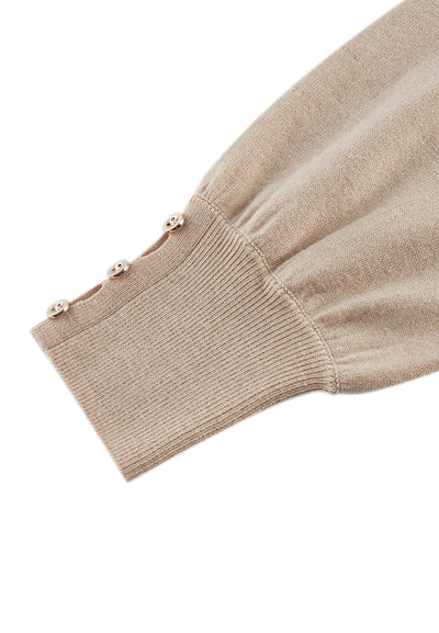 Women Clothing Crew Neck Puff Sleve Sweater Top Regular Fit