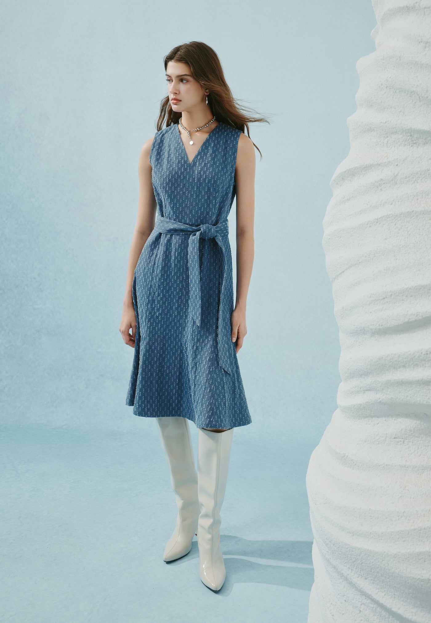 Women Clothing Cotton Denim Dress Fit & Flare Shape