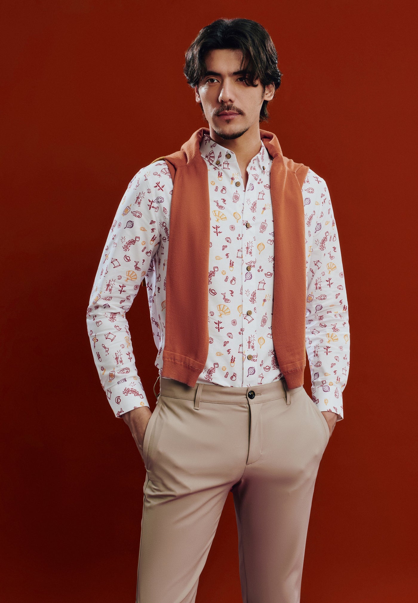 Men Clothing Casual Shirt With Festive Signature Prints Smart Fit