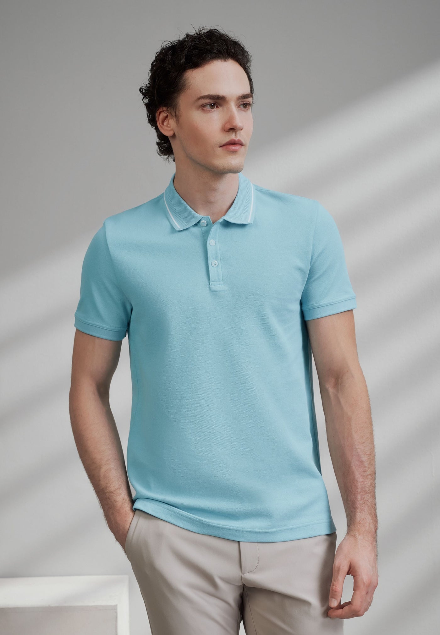 Men Clothing Cotton Blend Pique Short Sleeve Polo Tee Smart Fit