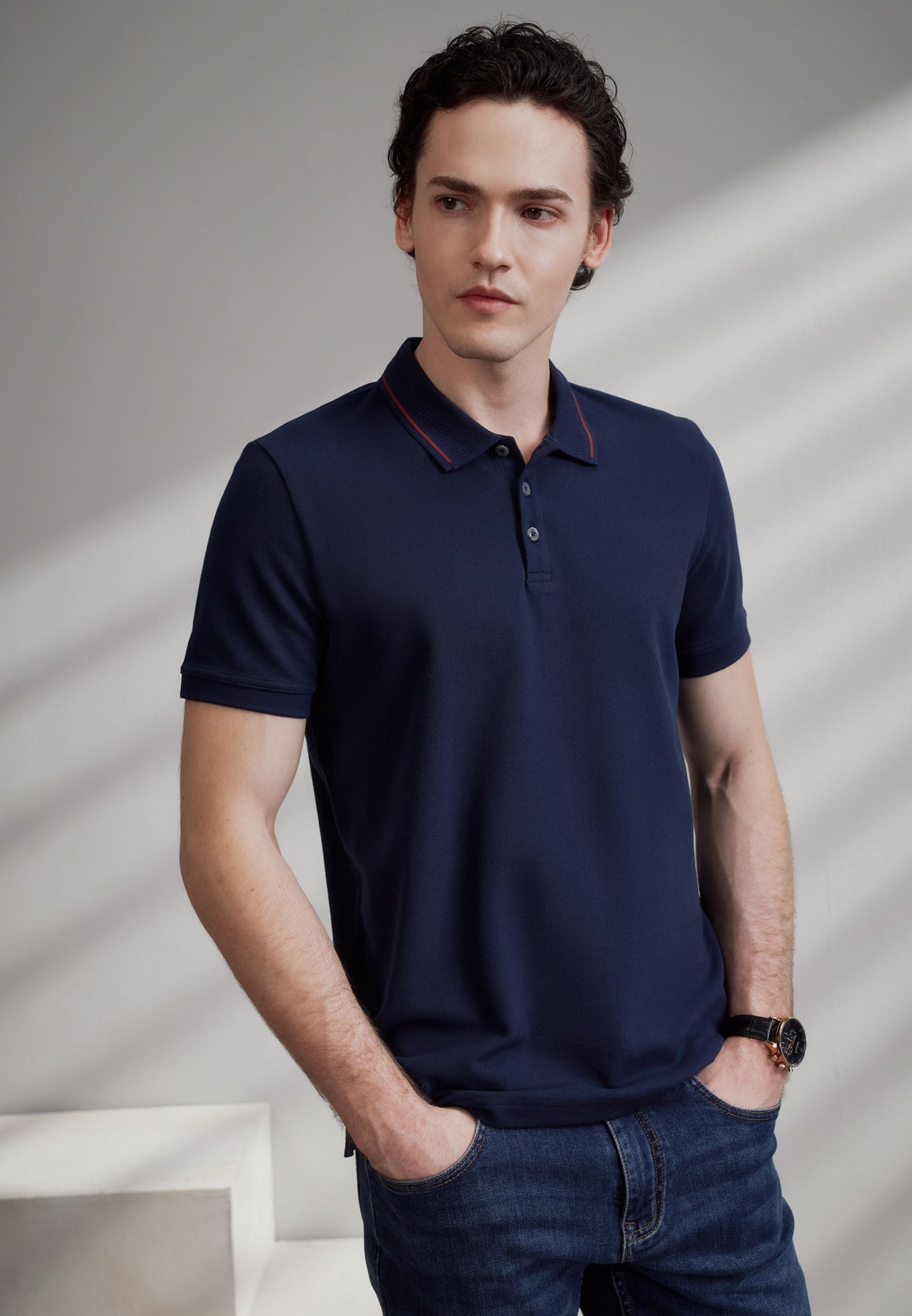 Men Clothing Cotton Blend Pique Short Sleeve Polo Tee Smart Fit