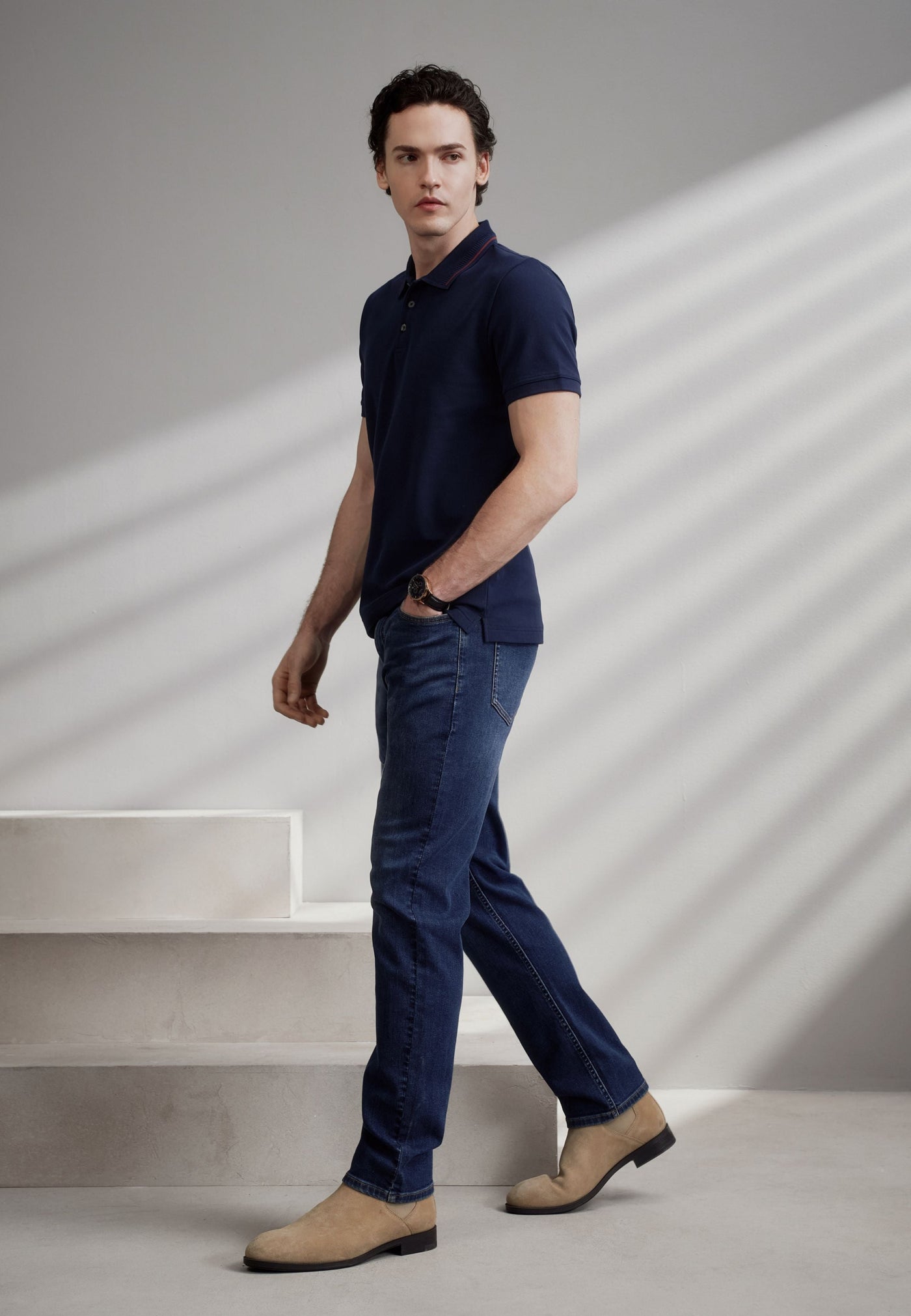 Men Clothing Cotton Blend Pique Short Sleeve Polo Tee Smart Fit
