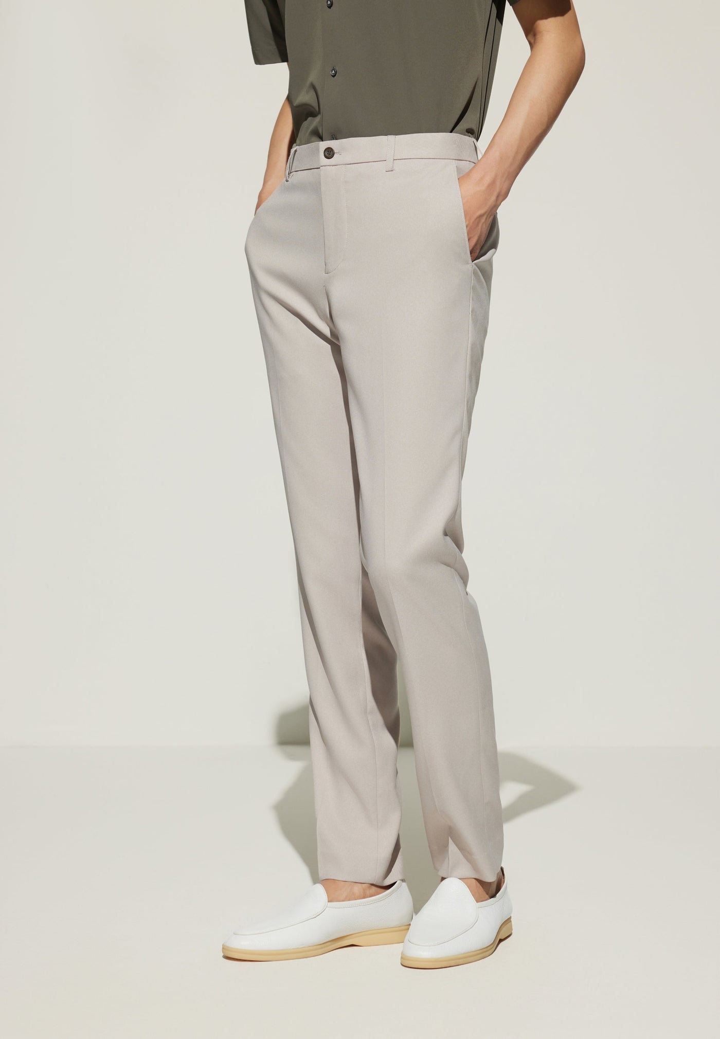 Men Clothing Teflon Slim Fit Twill Suit Pants Slim Fit