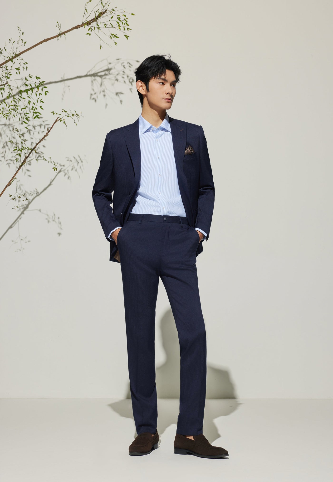 Men Clothing Cool Tounch Stripe Suit Pants Slim Fit