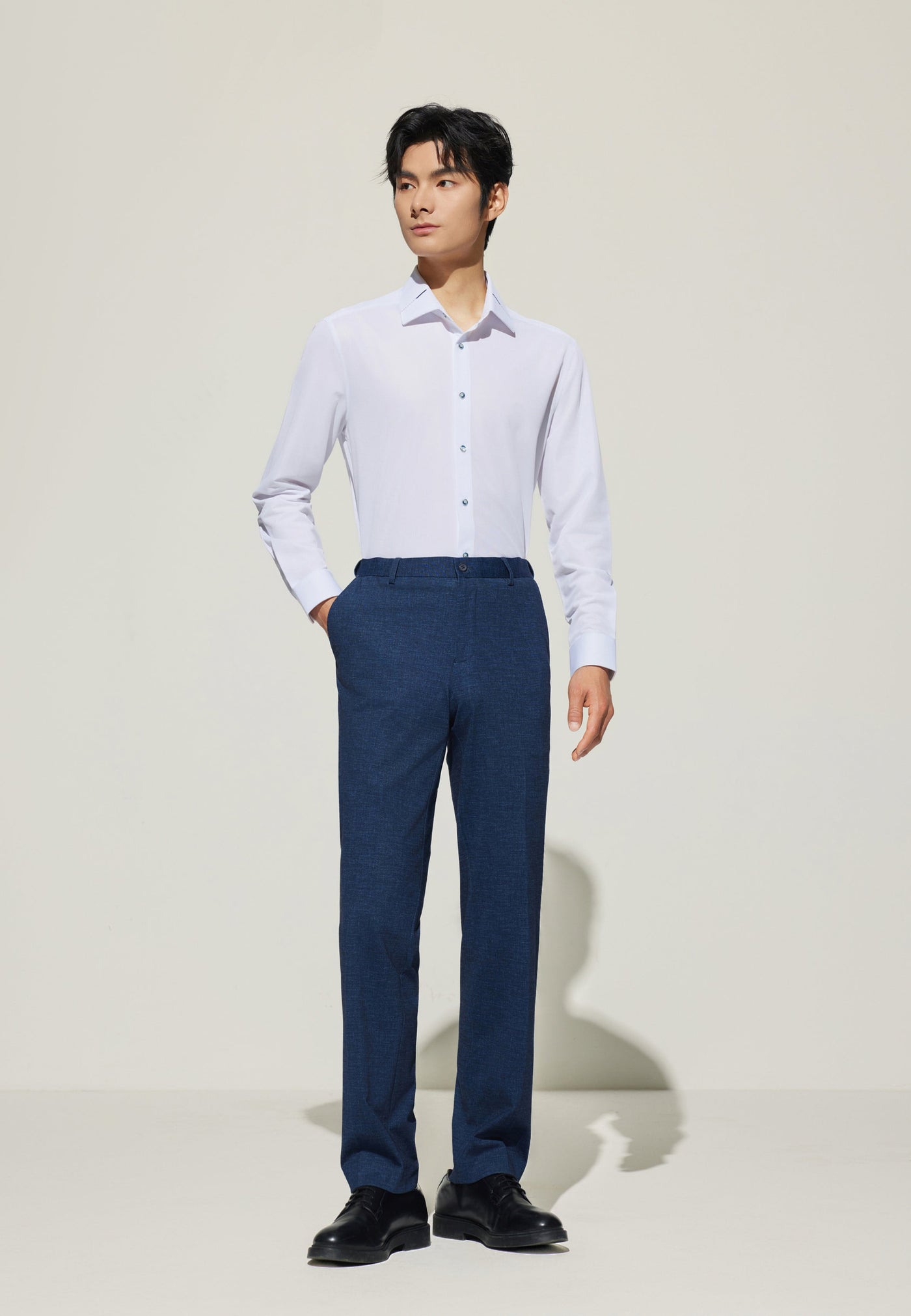 Men Clothing Anti-Bacterial Print Suit Pants Slim Fit