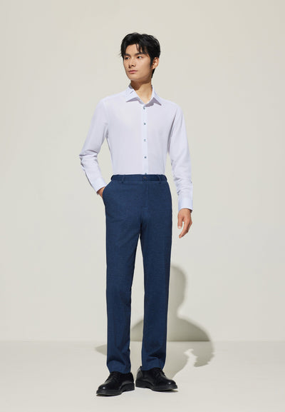 Men Clothing Anti-Bacterial Print Suit Pants Slim Fit