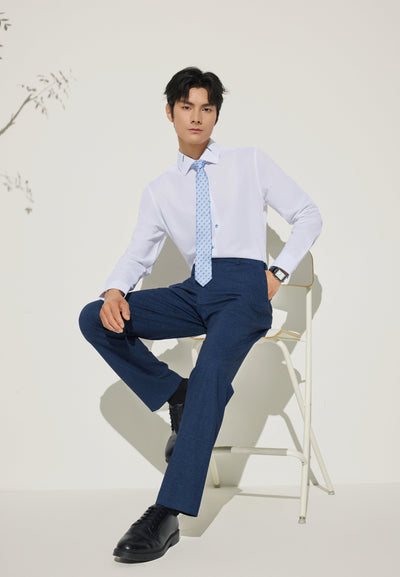 Men Clothing Anti-Bacterial Print Suit Pants Slim Fit