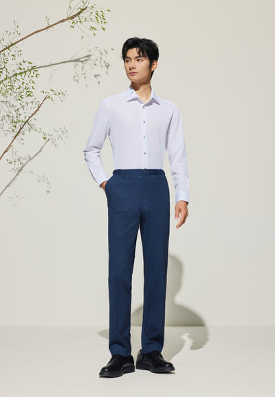 Men Clothing Anti-Bacterial Print Suit Pants Slim Fit