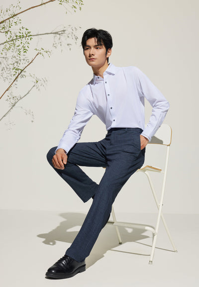 Men Clothing Anti-Bacterial Print Suit Pants Slim Fit
