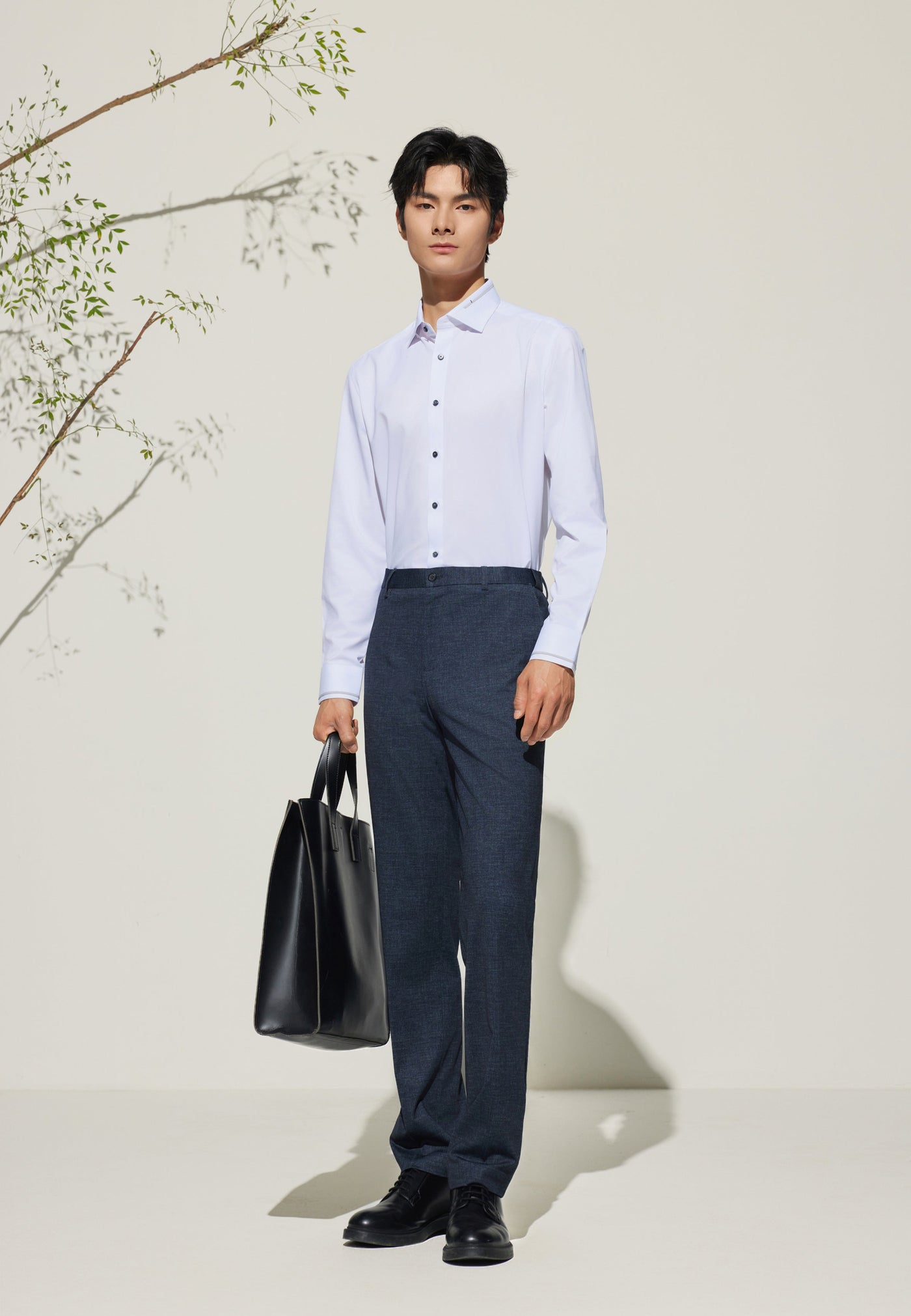 Men Clothing Anti-Bacterial Print Suit Pants Slim Fit