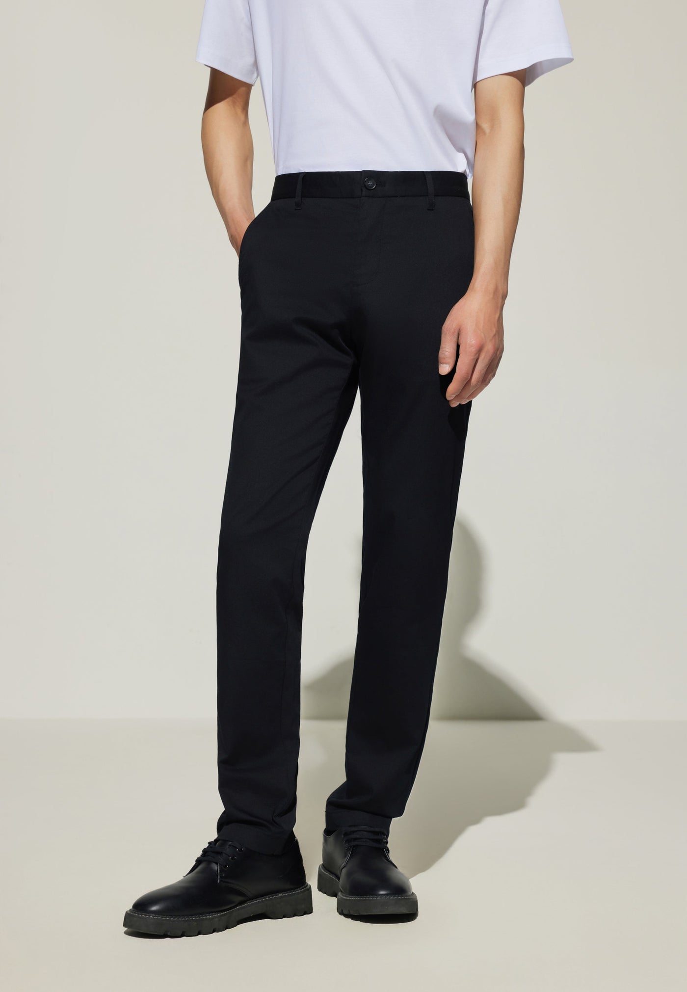 Men Clothing Cotton Blend Casual Pants Extra Slim Fit