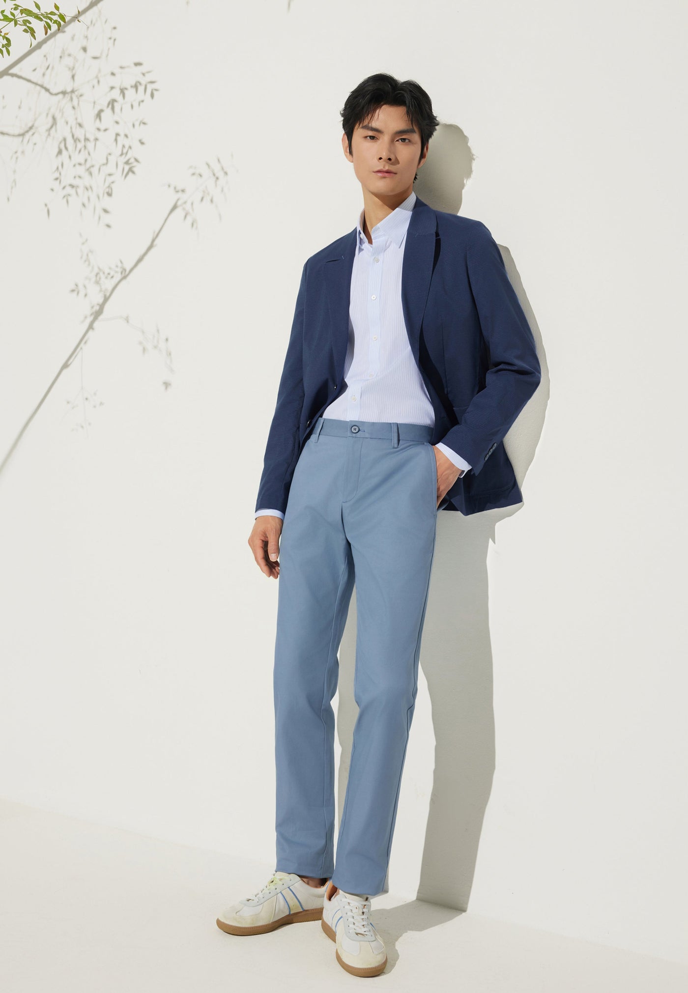 Men Clothing Cotton Blend Casual Pants Extra Slim Fit