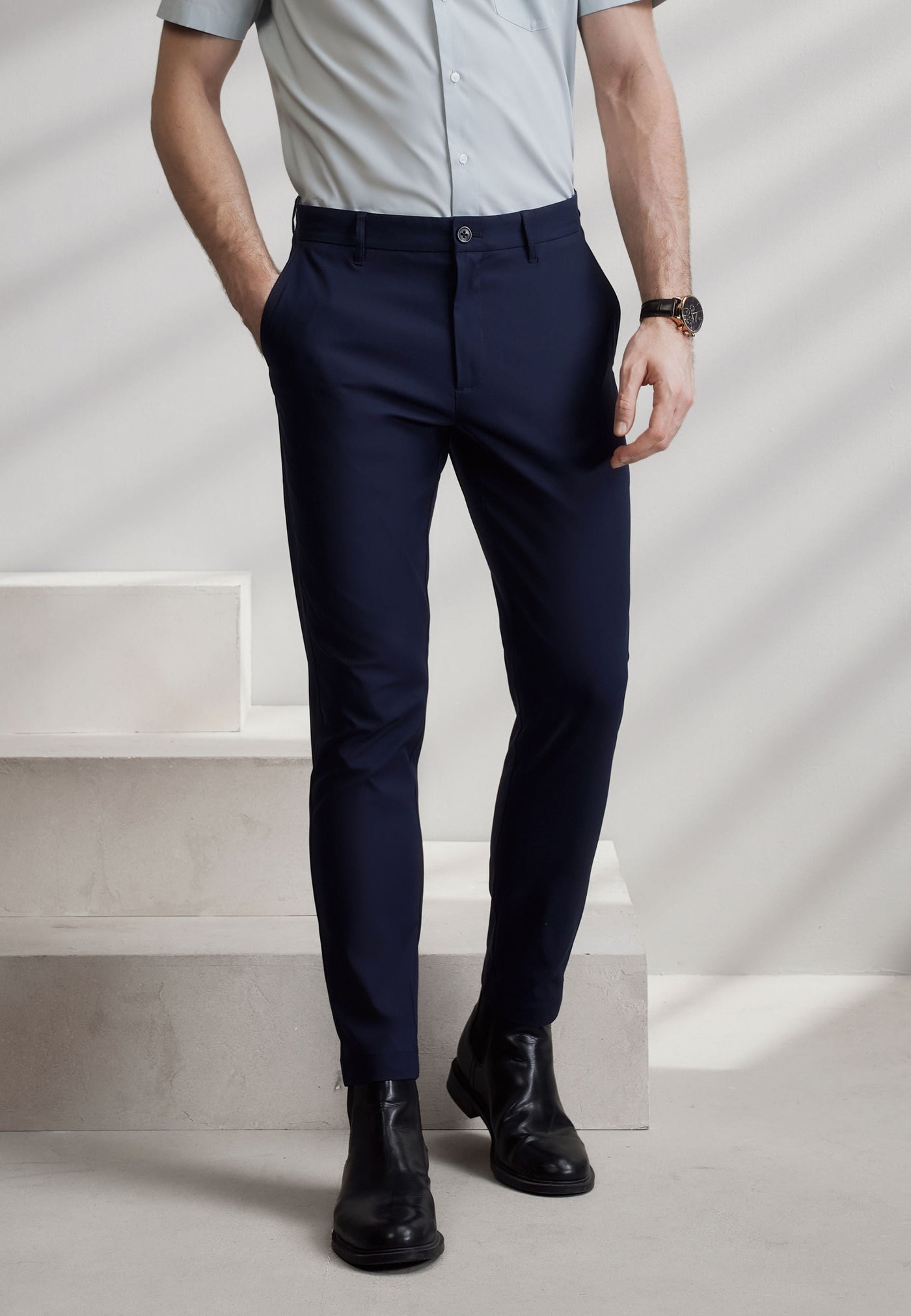 กางเกงขายาวแบบลำลองสำหรับผู้ชาย Slim Tapered Fit