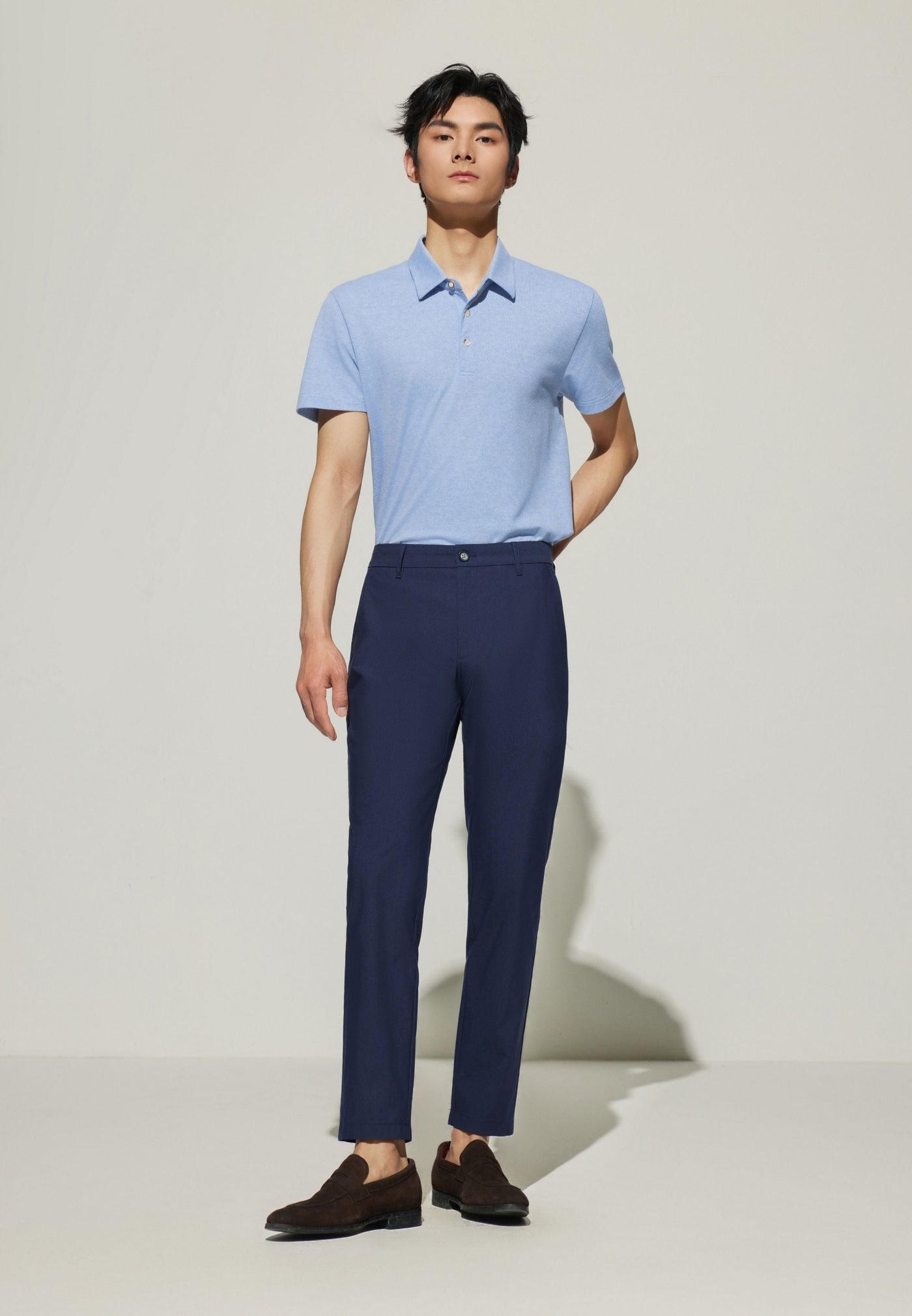 Men Clothing Cotton Blend Casual Pants Slim Tapered Fit