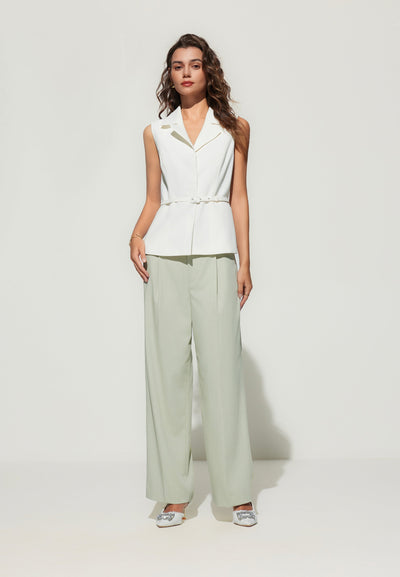 Women Clothing Stretch Lapel Waistcoat With Belt Casual Blazer Slim Fit