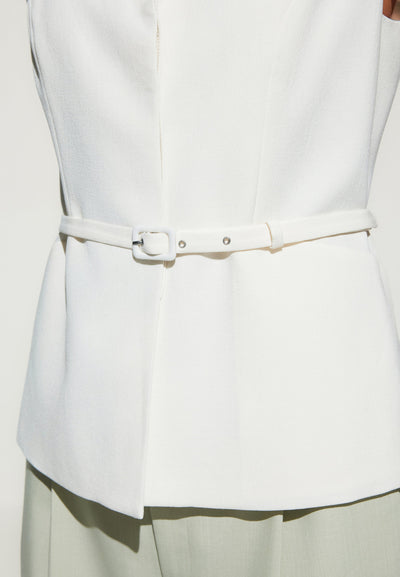Women Clothing Stretch Lapel Waistcoat With Belt Casual Blazer Slim Fit