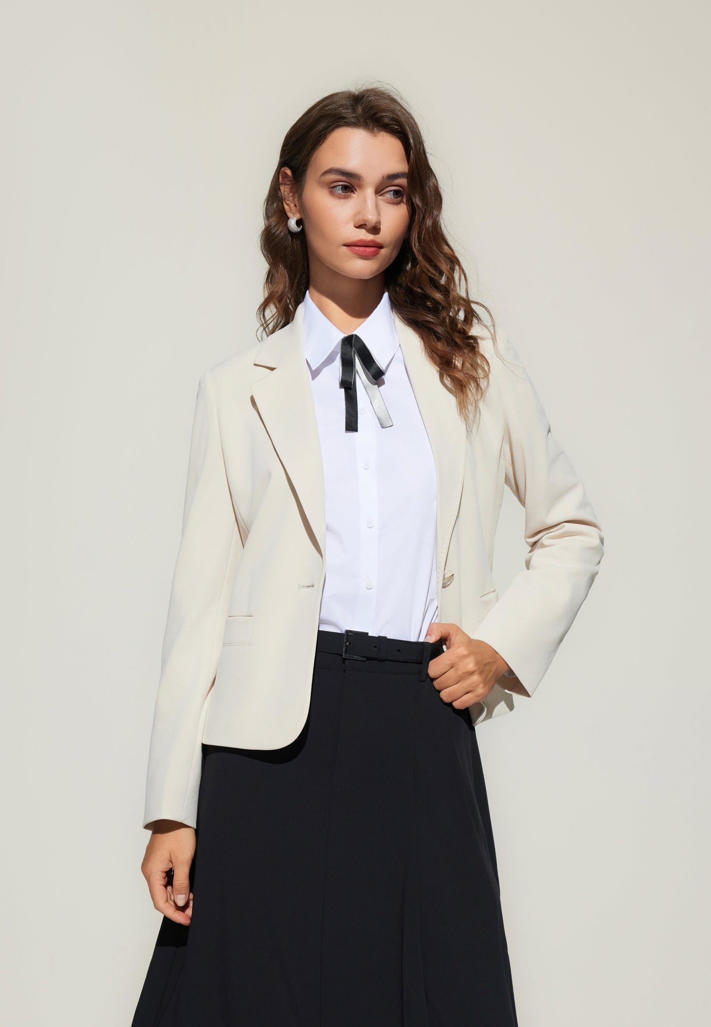Women Clothing Crepe Knit Casual Blazer Easy Fit