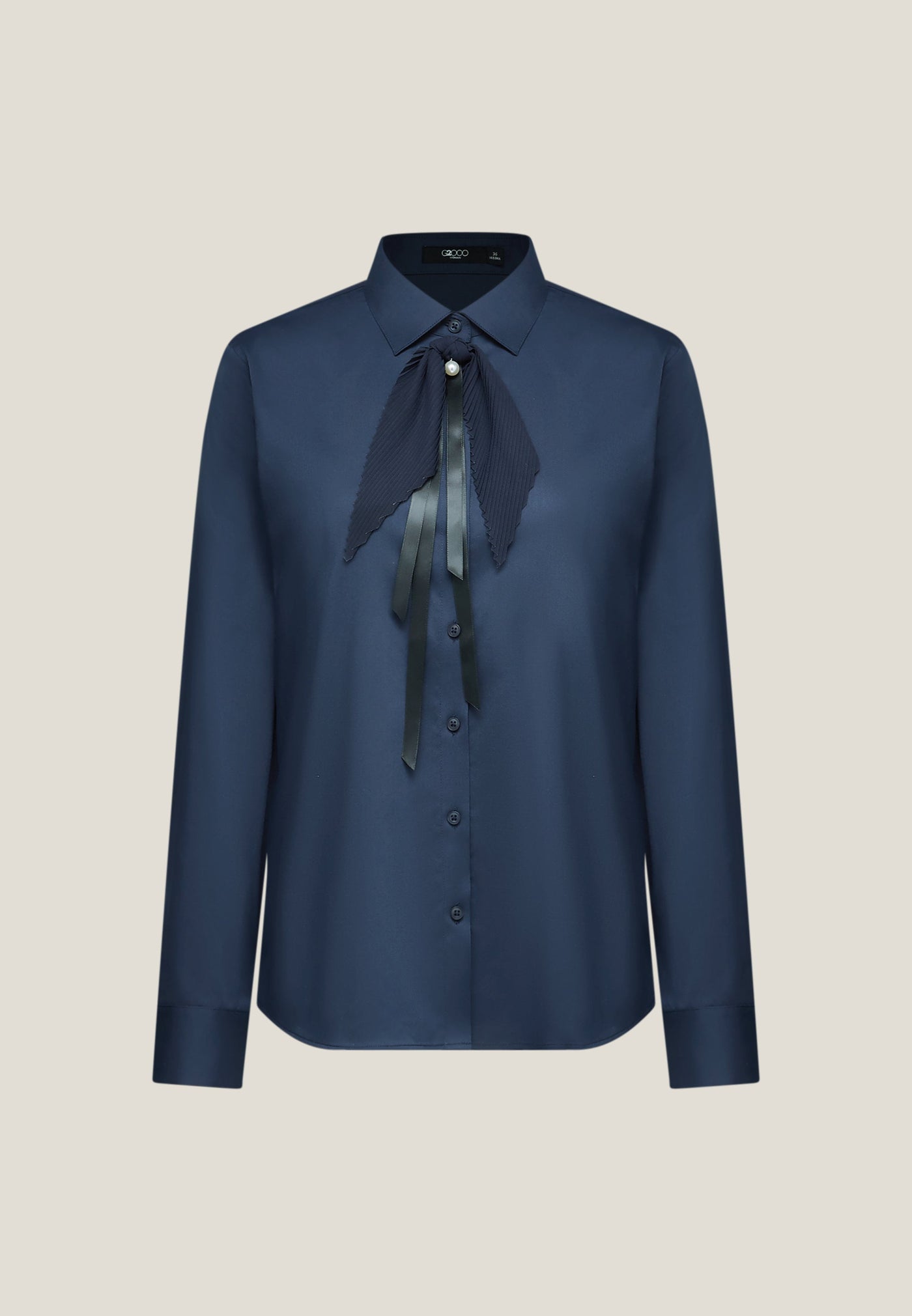 Women Clothing Rayon Blend Shirt With Detachable Tie Slim Fit