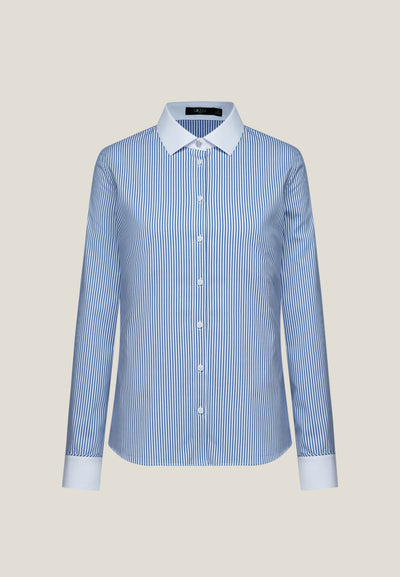 Women Clothing Modal Stripe Twill Shirt Slim Fit