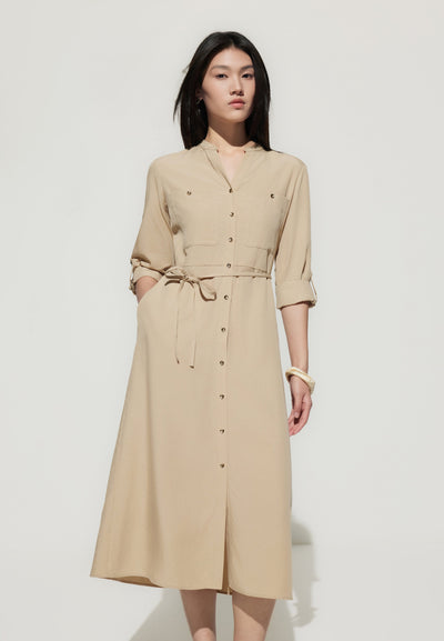 Women Clothing Lyocell Shirt Dress Fit & Flare Shape