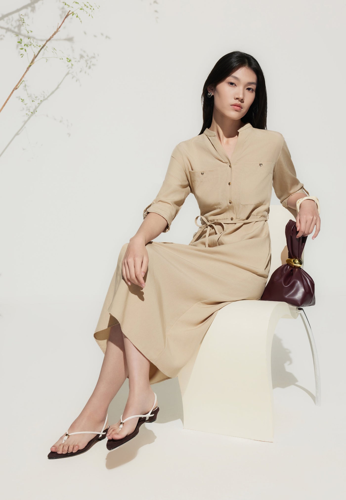 Women Clothing Lyocell Shirt Dress Fit & Flare Shape