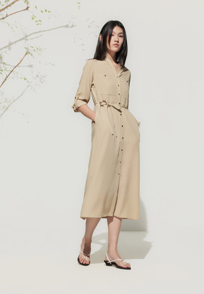 Women Clothing Lyocell Shirt Dress Fit & Flare Shape