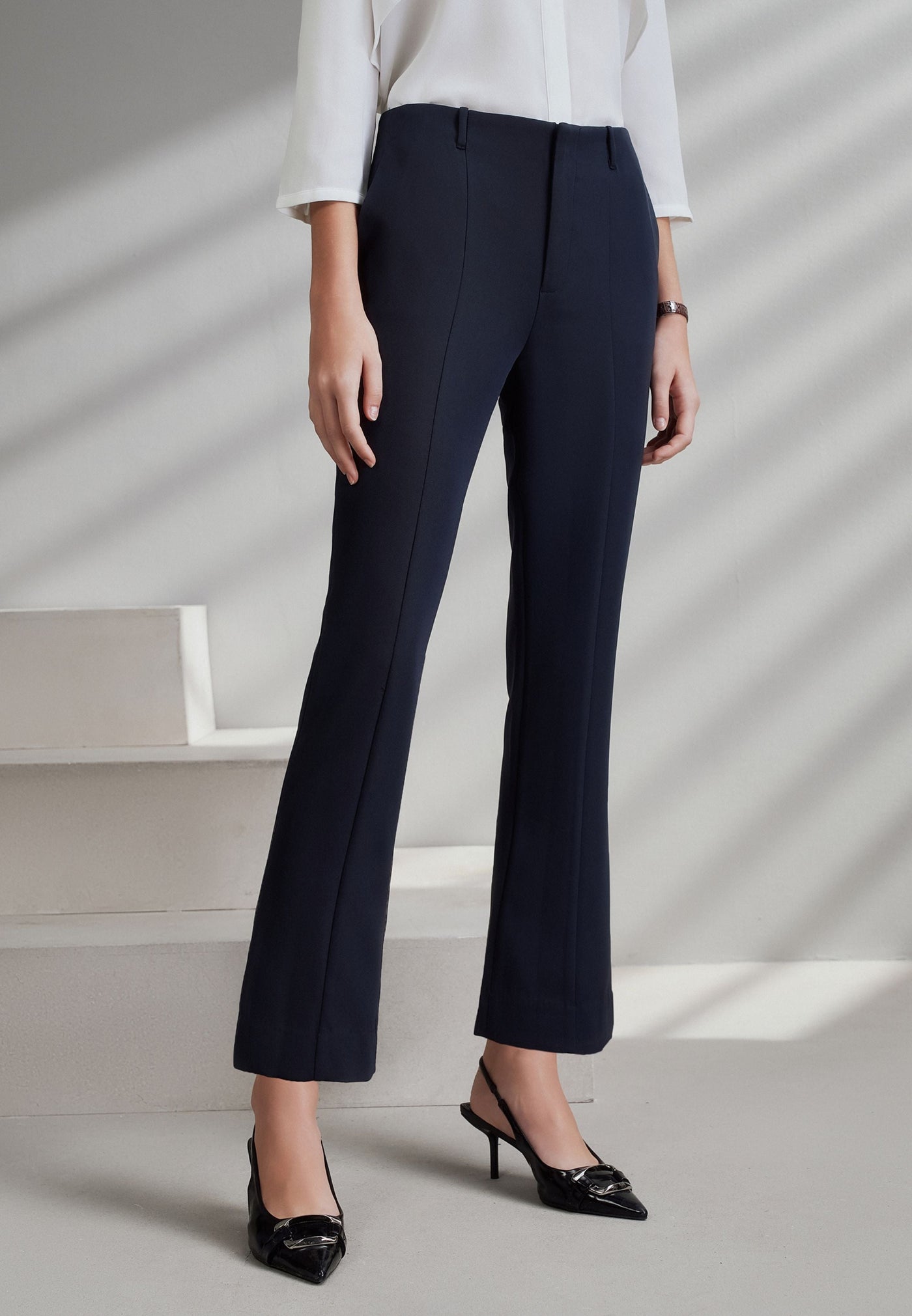 Women Clothing Multi-Way Stretch Slim Boots Pants With Belt Slim Boot