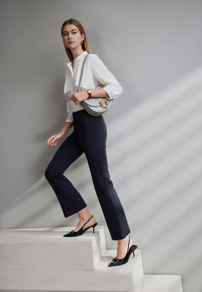 Women Clothing Multi-Way Stretch Slim Boots Pants With Belt Slim Boot