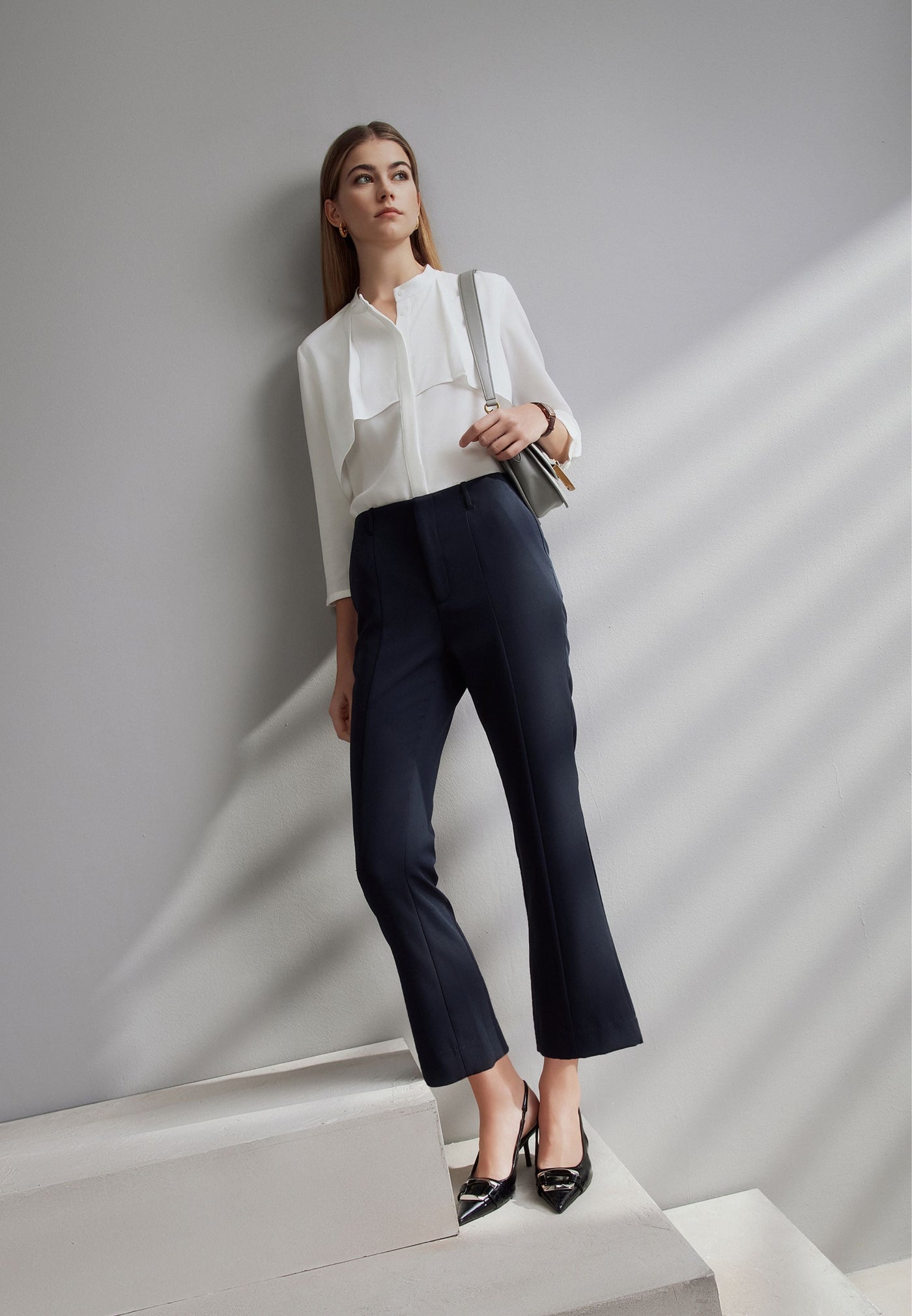 Women Clothing Multi-Way Stretch Slim Boots Pants With Belt Slim Boot