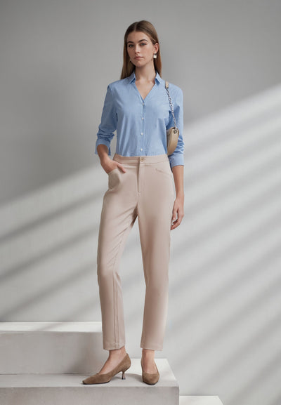 Women Clothing Multi-Way Stretch Cropped Cigarette Casual Pants Cropped Cigarette Shape