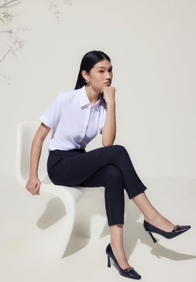 กางเกงขายาวสำหรับผู้หญิง Cropped Cigarette Shape