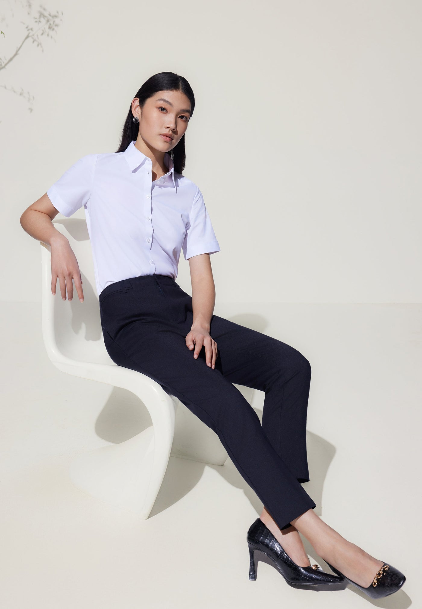 กางเกงขายาวสำหรับผู้หญิง Cropped Cigarette Shape
