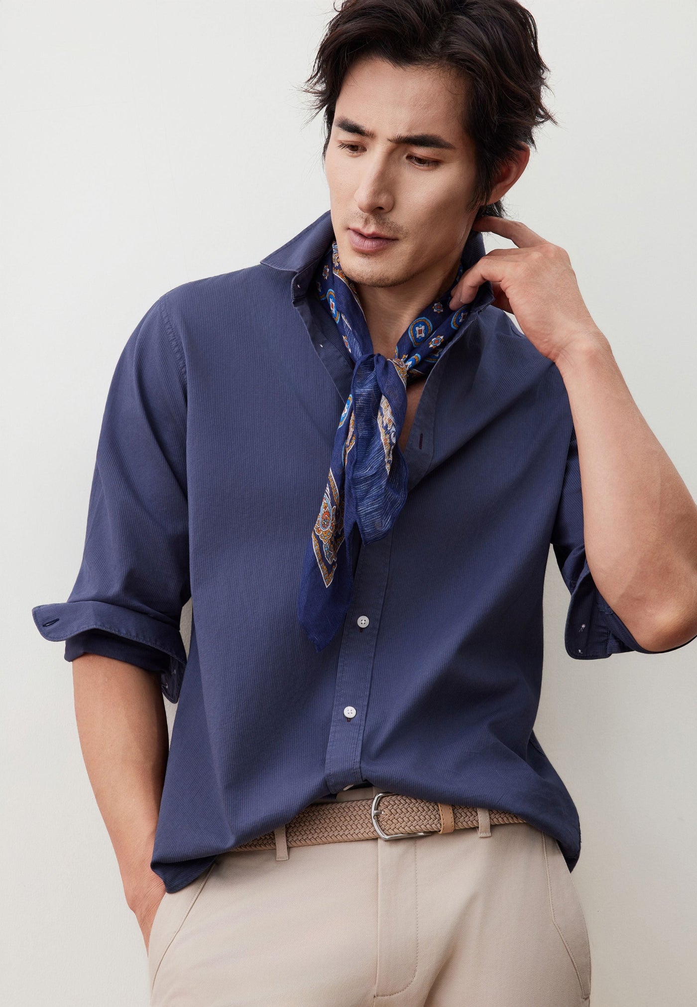 เสื้อเชิ้ตแขนยาวลำลองสำหรับผู้ชาย Comfort Fit