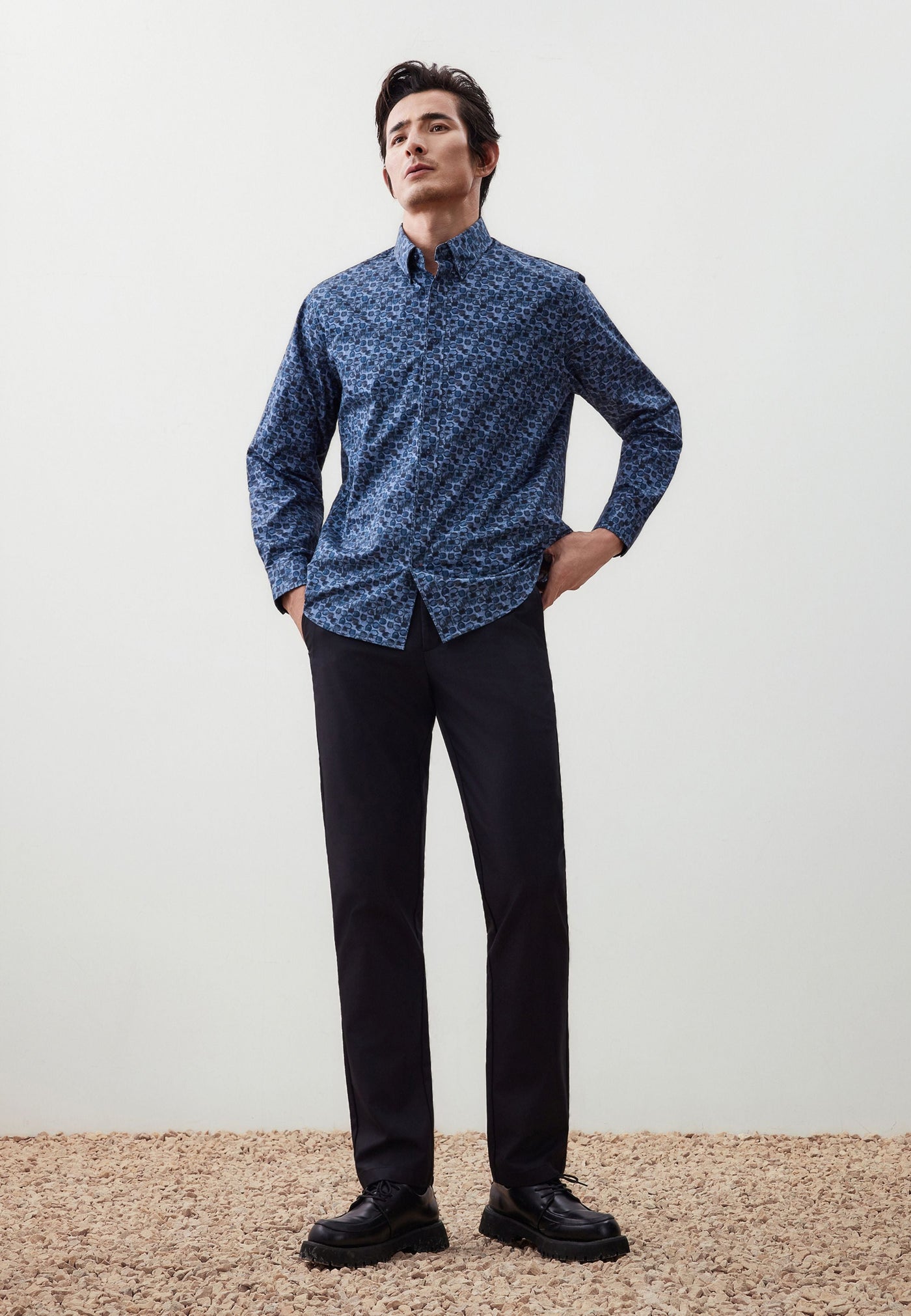 Men Clothing Wrinkle-Free Digital Print Casual Shirt Comfort Fit