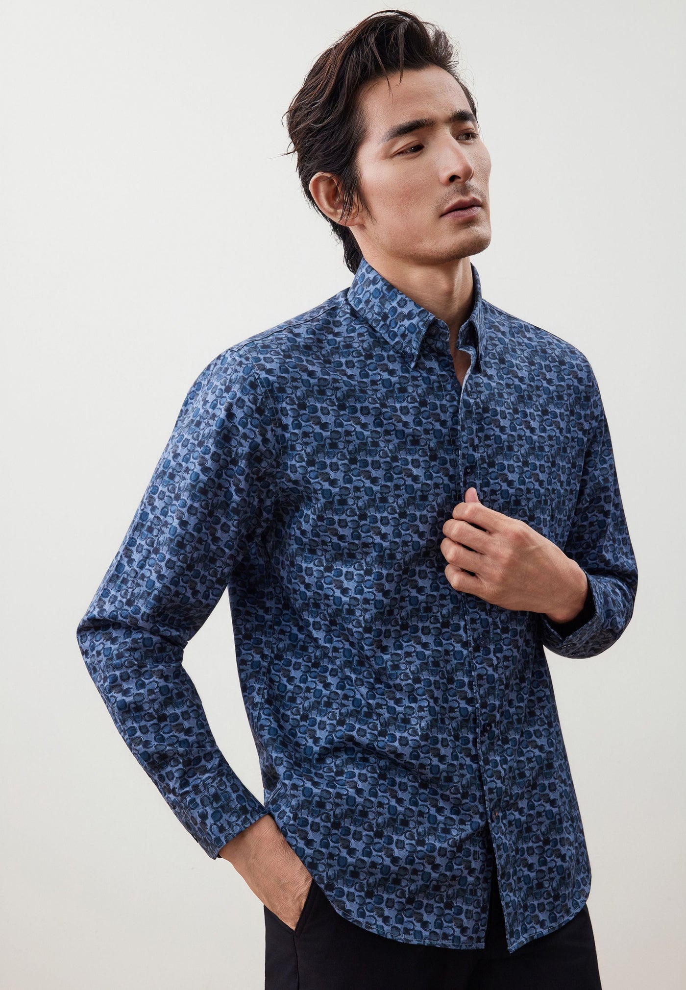 Men Clothing Wrinkle-Free Digital Print Casual Shirt Comfort Fit